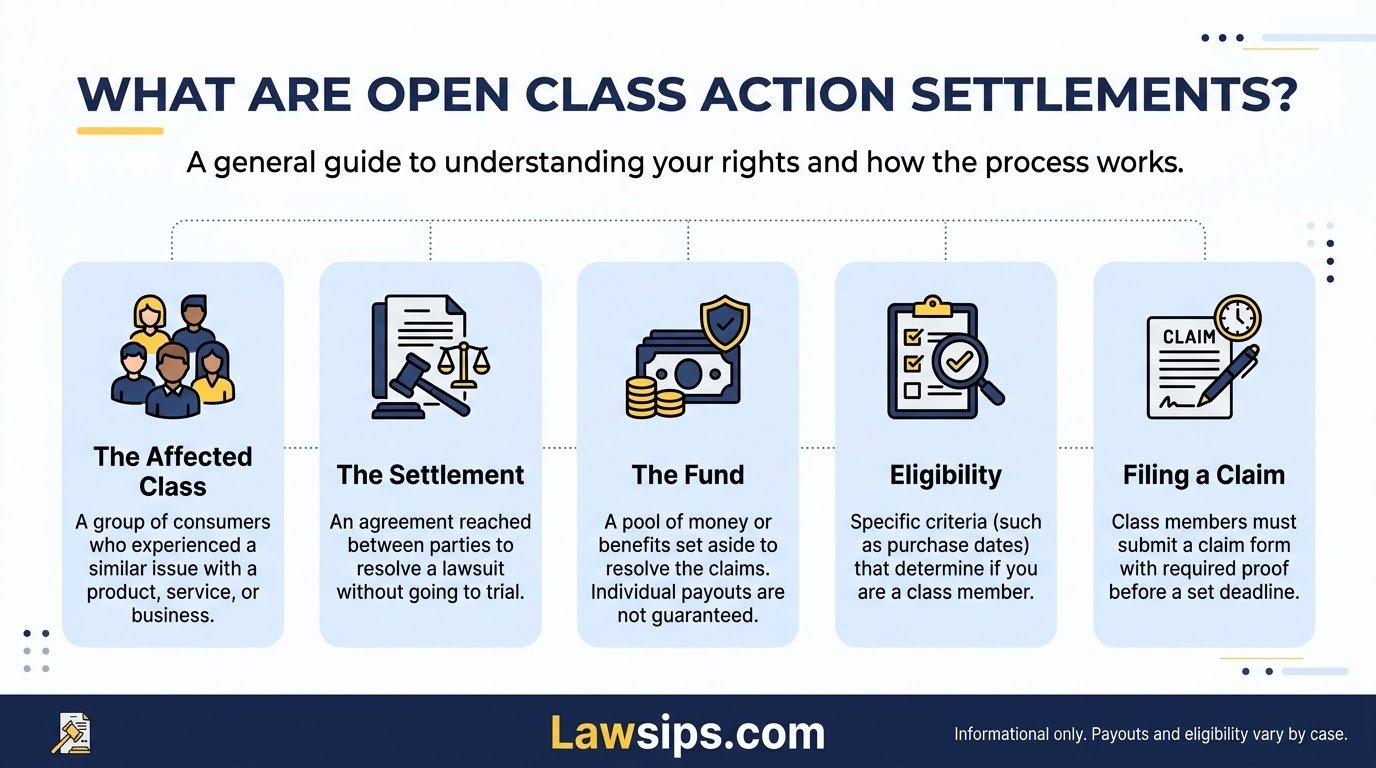 Open Class Action Settlements: Claims You Can File Now (Checked October 2026)
